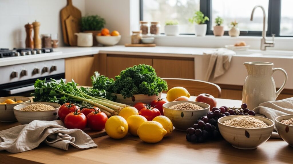 Sustainable eating habits with fresh seasonal foods