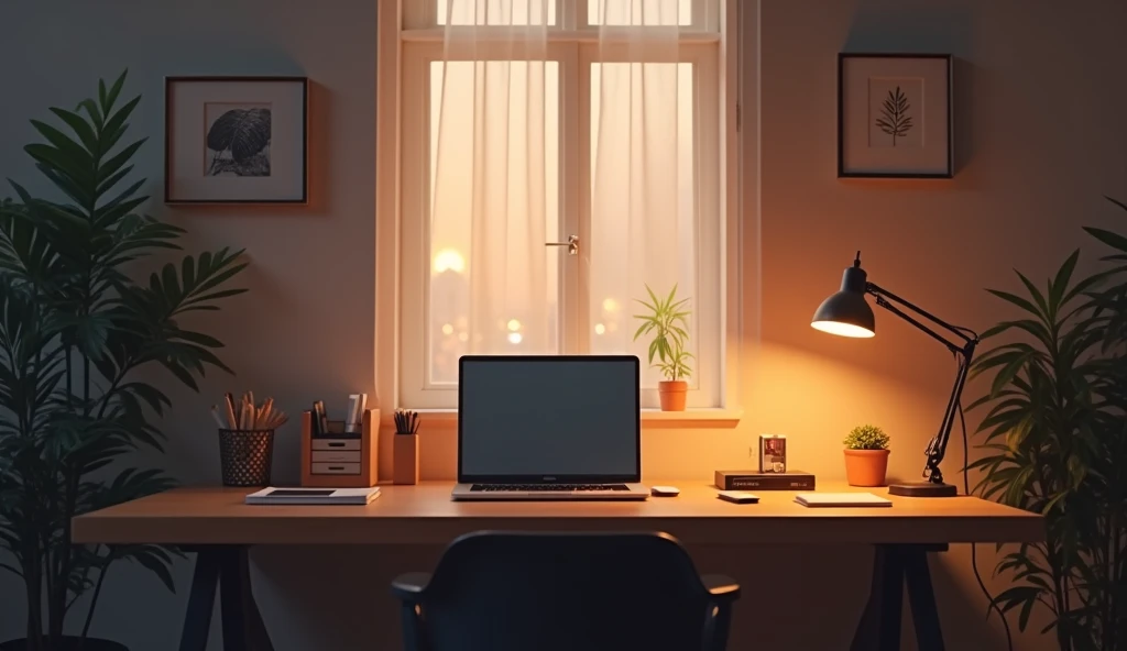 Calm organized workspace that supports focus and well-being