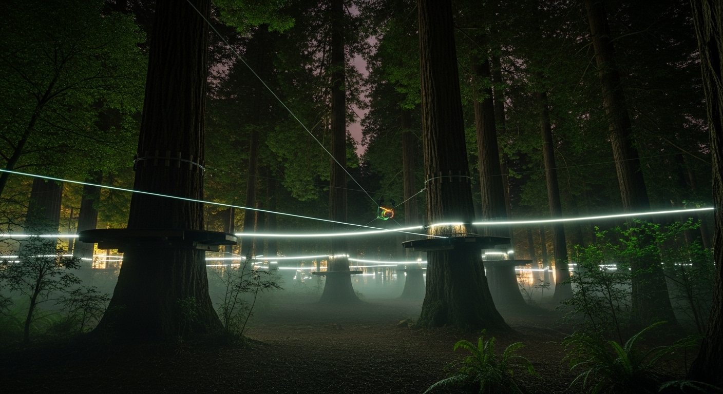Night zipline through Rotorua redwoods