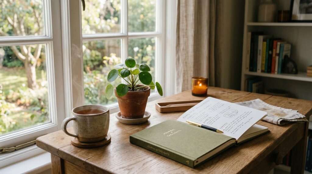 soft morning light streaming through a window, calm and balanced atmosphere