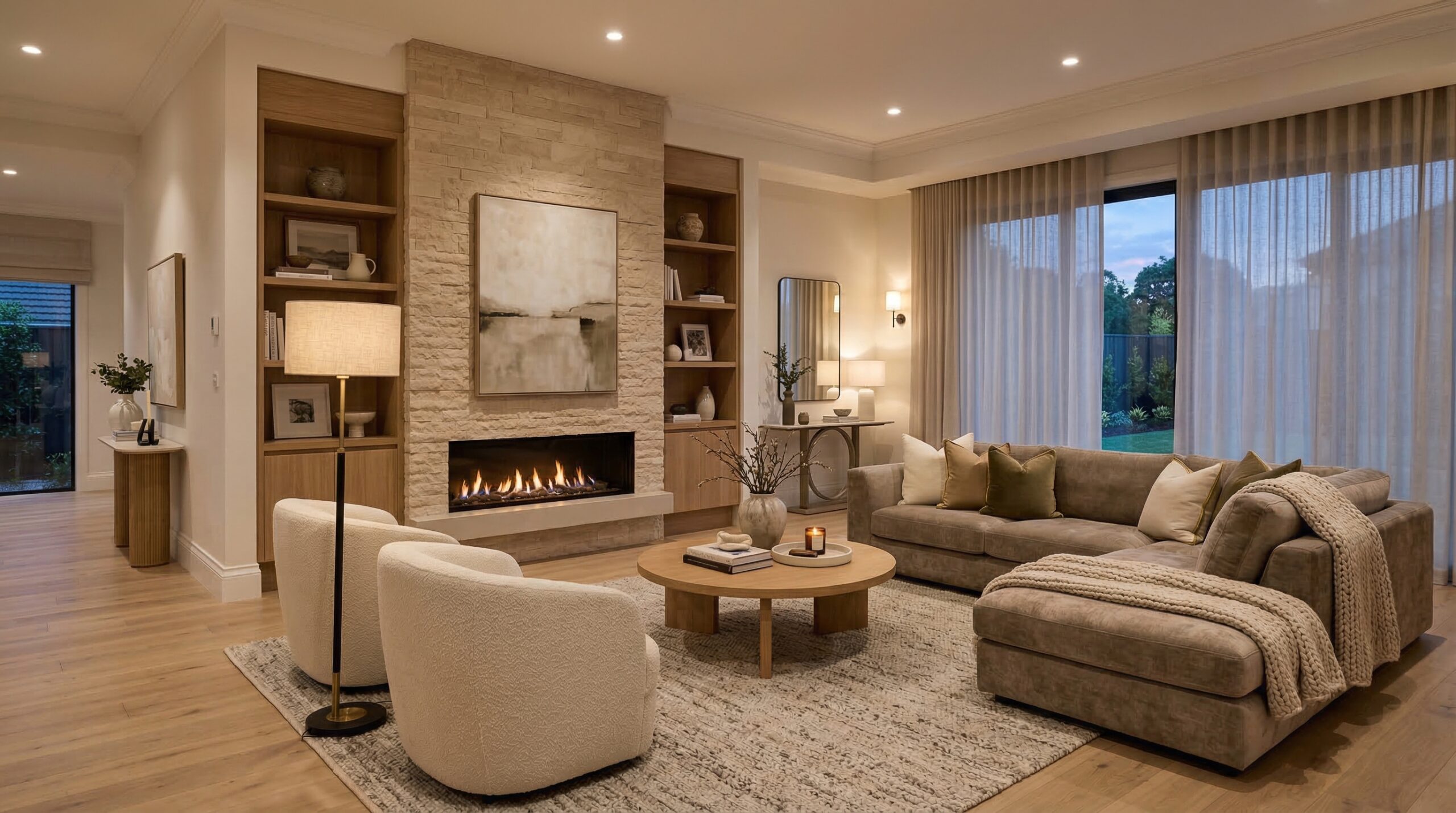 Cozy living room with fireplace