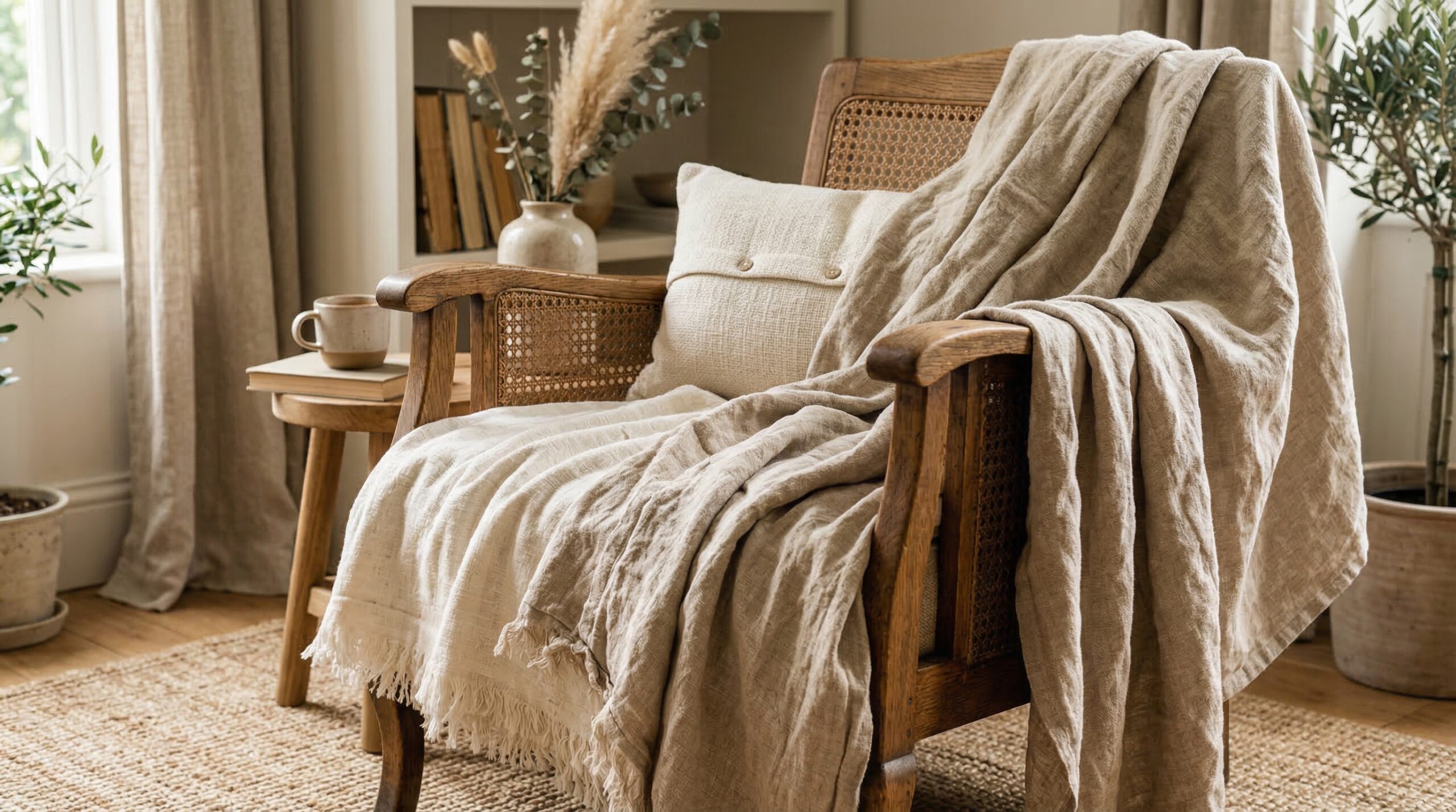 Linen textiles and cozy textures