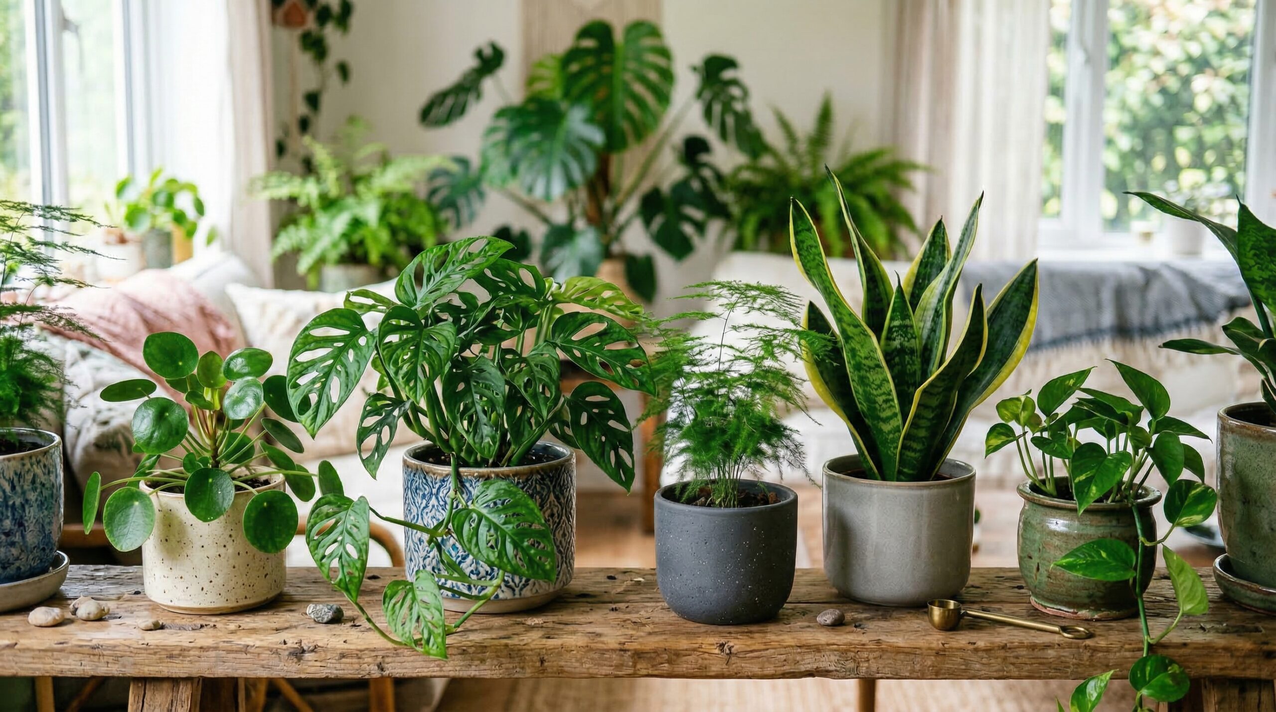 Indoor plants in ceramic pots